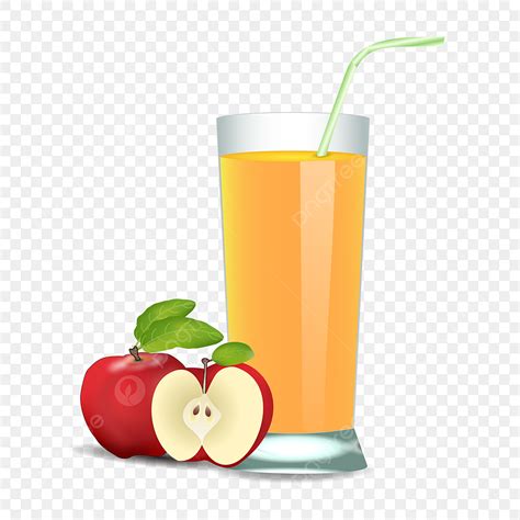 Apple Juice Clipart Vector Realistic Apple Juice Glass With Stro Near