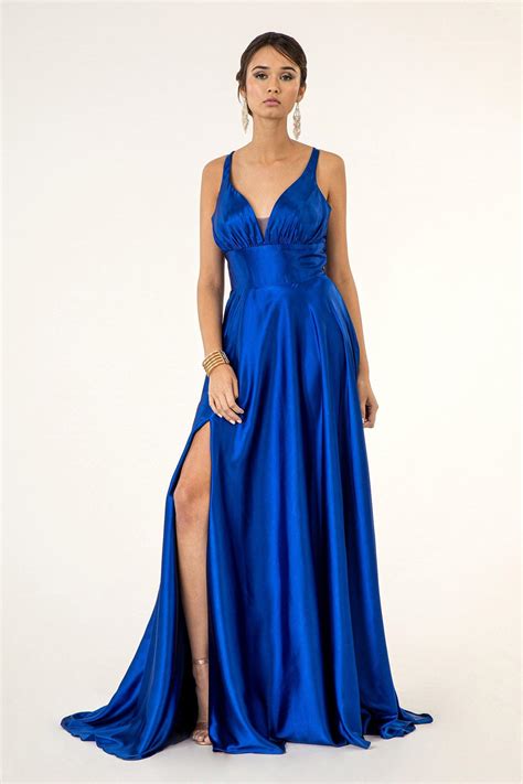 Lilac Long Formal A Line Sleeveless Satin Prom Dress - Formal Dresses