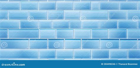 Blue Light Brick Subway Tiles Ceramic Wall Texture Creating A Wide