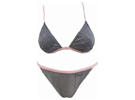 Magnificent Christian Dior 2 Piece Bikini Swimsuit From The John Galliano Era Black Pink White