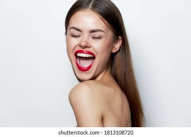Woman Portrait Naked Shoulders Wide Open Stock Photo Shutterstock