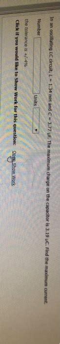 Solved In An Oscillating LC Circuit L 1 34 MH And C 3 77 Chegg