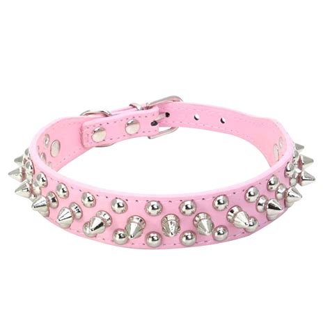 Kihout Spiked Dog Collar For Girls Boys Mushroom Rivet Pu Leather Cat