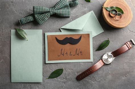 Invitaci N De Tarjeta De Matrimonio Gay Sobre Fondo Gris Foto Premium