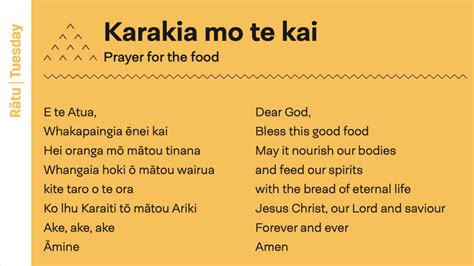 Karakia Mot E Kai Prayer For The Food Baptist New Zealand