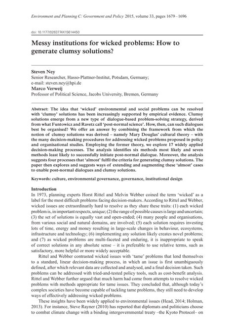 messy institutions  wicked problems   generate clumsy