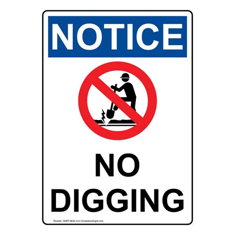 Vertical No Digging Sign Osha Notice