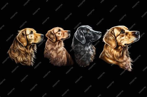 Premium Vector | A watercolor painting of dogs on a black background