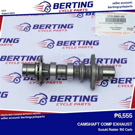 SGP CAMSHAFT COMP EXHAUST Suzuki Raider 150 Carb Genuine 12720 25G01