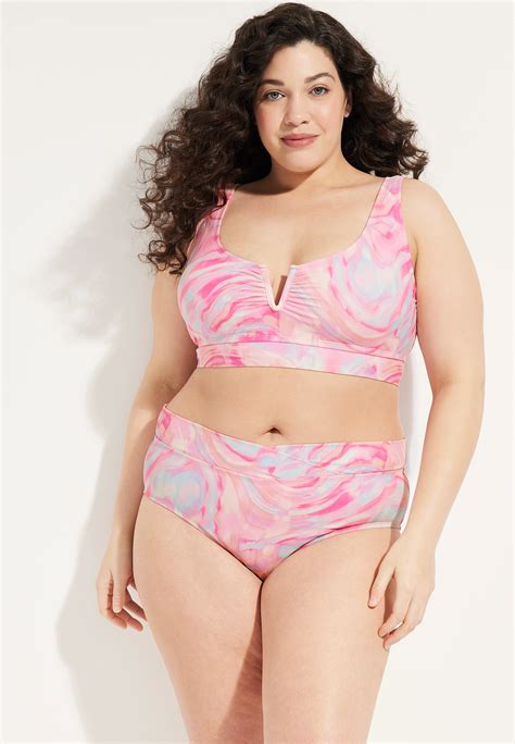 Plus Size Crossover High Waist Bikini Bottom Maurices