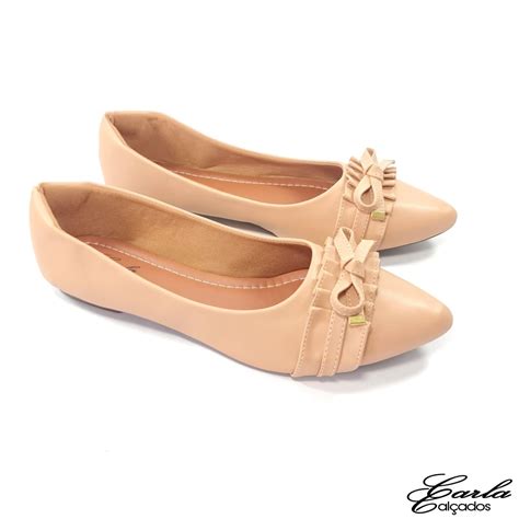 Sapatilha Nude Babadinho Bico Fino Tamanho Grande Carla Calçados