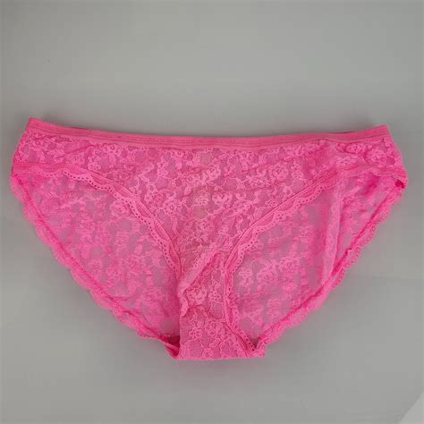 Victoria S Secret Hot Neon Pink Sheer Mesh Lace Bikini Panties S Small Ebay