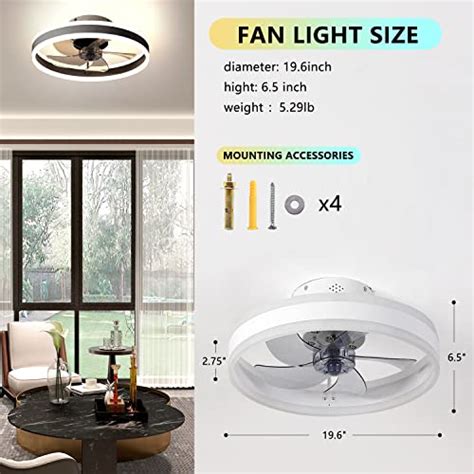 Apgooface Dimmable Low Profile Flush Mount Ceiling Fan With Light App