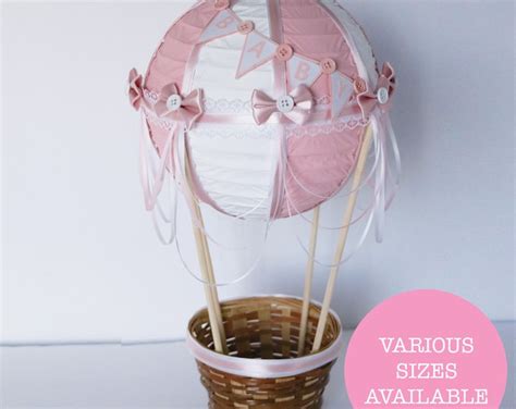 Hot Air Balloon Centerpiece B A B Y Blush Pink And White Lace Up Up And Away Baby Shower Baby