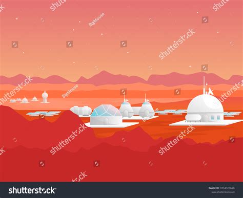 Cartoon Mars Colonization Card Poster Landscape Stock Vector (Royalty ...