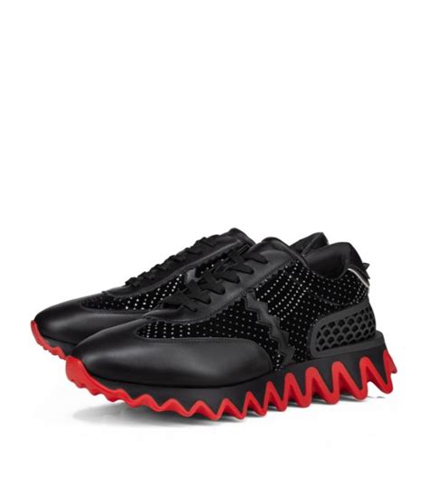 Mens Christian Louboutin Black Loubishark Leather Sneakers Harrods Uk