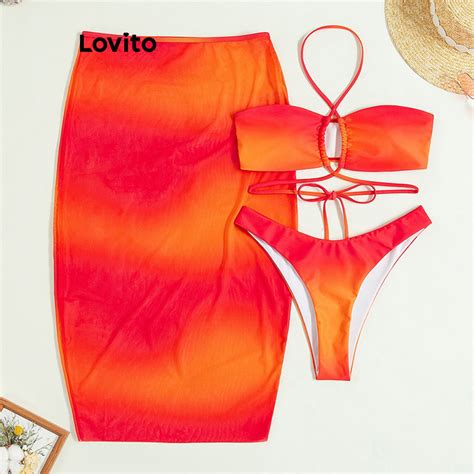 Lovito Women Sexy Tie Dye Backless Lace Up Bikini Sets LNL45094 Shopee Philippines
