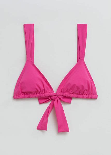 Other Stories Triangle Bikini Bow Top Fuchsia AndOtherStoriesUS