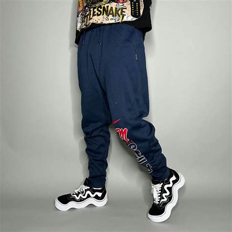 Nike Nike Joggers Ole Miss Navy Blue Polyester Sweatpants Red Grailed