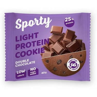 Легкое протеиновое печенье Sporty Protein light, 40 г, Двойной шоколад ...
