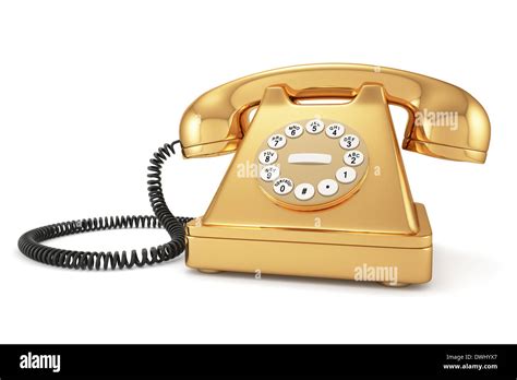 3d Illustration Of Gold Old Fashioned Phone On White Background Stock