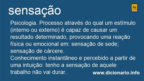 O Que Significa A Palavra Sensação - Significado de Sensação