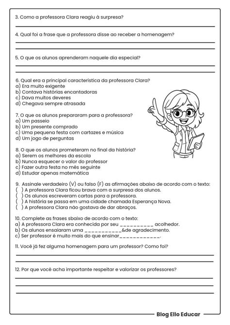 Atividade Dia Do Professor 4 Ano - Atividades Dia do Professor 4° ano: material gratuito com plano de aula ...