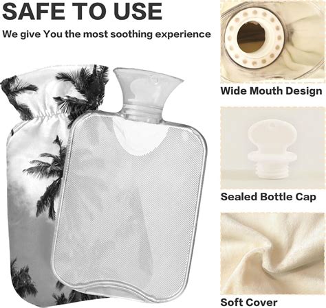 Naanle L Coconut Palm Transparent Hot Water Bottle With Lid Ideal For Menstrual Cramps Pain