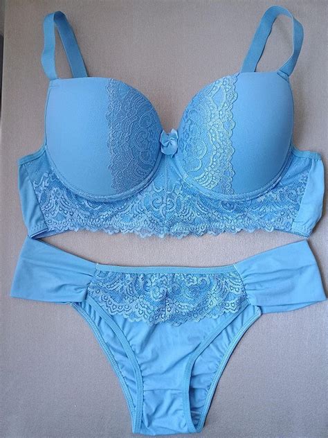 Lingerie Conjunto De Suti E Calcinha Plus Size Azul Bojo E Aro Viva Diva Lingeries