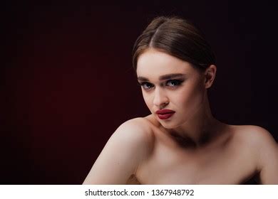 Beautiful Sexy Brunette Girl Posing Black Stock Photo 1367948792 Shutterstock