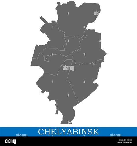 high quality map chelyabinsk city russia borders districts stock vector