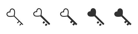 Premium Vector Heart Shape Key Icons Set Vector Illustration