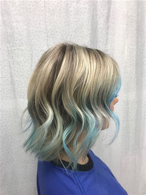 Bright Blonde Babylights With Blue Balayage Via Mallory1712 Blonde And Blue Hair Sky Blue