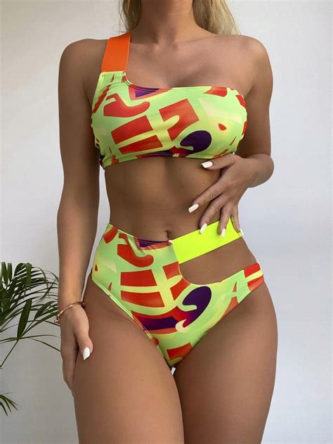 D28E019 WZORZYSTY KOMPLET BIKINI STRÓJ SHEIN M 14738210742 oficjalne archiwum Allegro