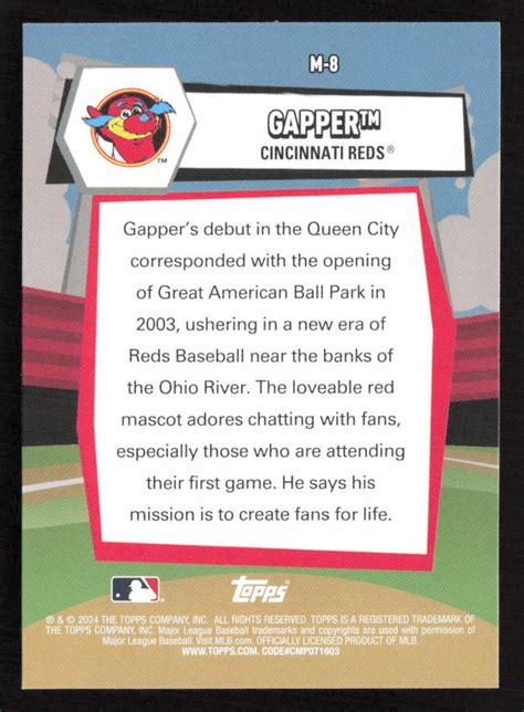 2024 Topps Big League M 8 Gapper Mascots Reds Ebay