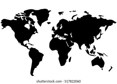 Outline Drawing World Map Black White Stock Vector (Royalty Free ...