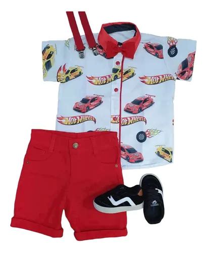 Conjunto Roupa Hot Wheels Festa Anivers Rio Fantasia Menino Parcelamento Sem Juros