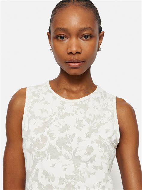 Printed Sheer Jersey Dress White Jigsaw