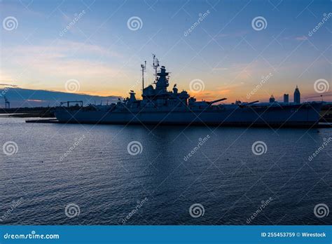 Uss Alabama Battleship Editorial Stock Image Image Of Aerial 255453759