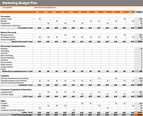 marketing plan budget template 222 - Excel Templates