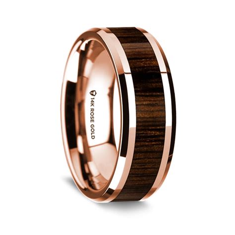 Rose Gold Mens Ring With Black Walnut Vansweden Jewelers