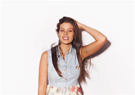 Pretty Brunette Having Fun Stock Image Image Of Style 58754167