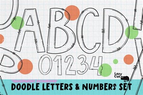 Doodle Letters & Numbers PNG Set Graphic by Lazy Cat · Creative Fabrica