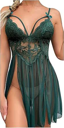 Amazon Zzalalana Lingerie Nightgown For Women Sexy Naughty High Slit Lace Nightwear