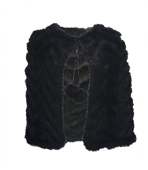 Rabbit Fur Capelet with Pom Poms – Dolce Cabo