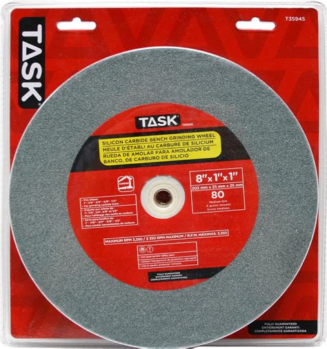 1 Inch Arbor 80 Grit Task Tools T35945 8 Inch By 1 Inch Silicon Carbide Bench Grinding Wheel