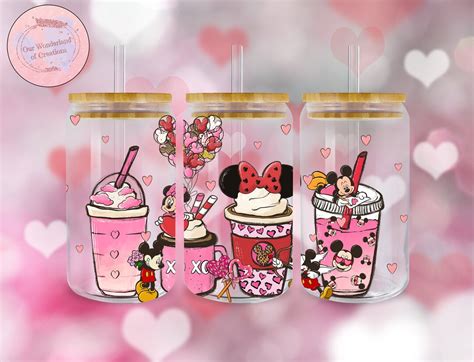 Minnie And Mickey Mouse Valentine S Day Libbey Glass Can Etsy