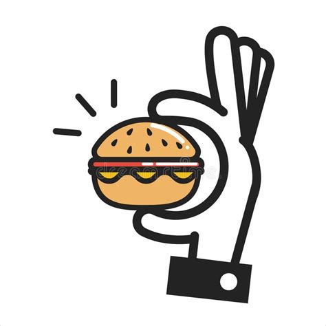 Icono De L Nea Delgada Sosteniendo Una Hamburguesa Icono De Comida R