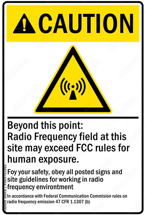 Radio Frequency Hazard Warning Sign And Labels Beyond This Point Radio