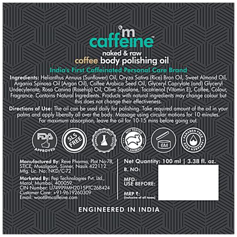 Buy Mcaffeine Naked Raw Coffee Body Polishing Oil Reduces Stretch Marks Moisturizes The